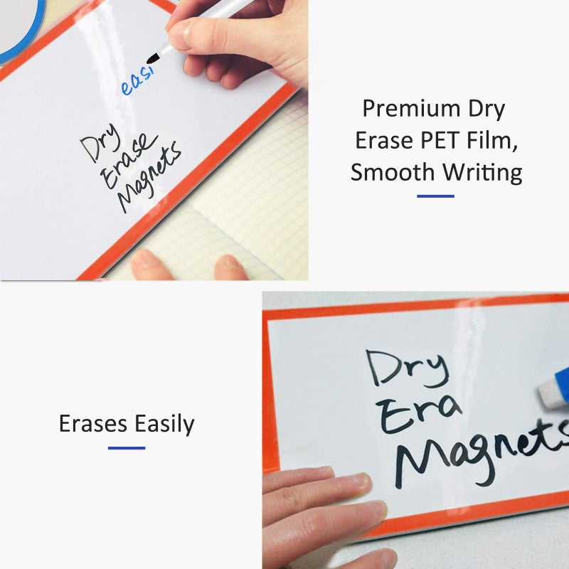 ZHIDIAN 6Pcs Magnetic Dry Erase Labels Extra-Large, 8.2x5.5'' Thick Reusable Fridge White Board Magnets, Colored Dry Wipe Daily Planner Chore Chart Whiteboard Message Cards - Image 3